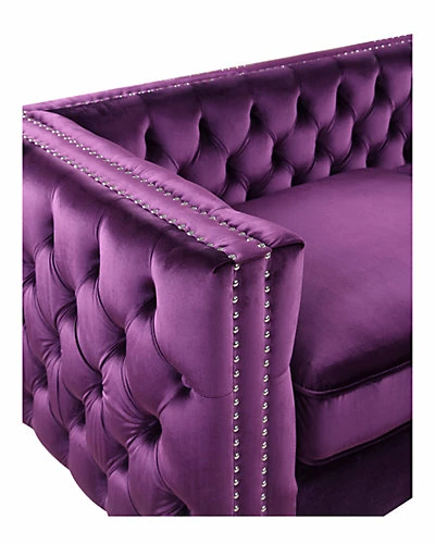 Chic Home Da Vinci Purple Velvet Sofa 7 Chic Home Da Vinci Purple Velvet Sofa - Image 5