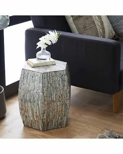 Peyton Lane Barrel-Shaped Shell Side Table Home 7 Peyton Lane Barrel-Shaped Shell Side Table Home -Shop Style Sales 3050931873 RLLD 3