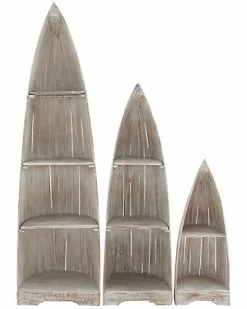Peyton Lane Set Of Three Wood Boat Shelves Home