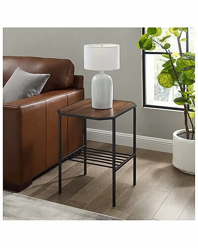 Hewson Tiered Walnut Metal/Wood Side Table Home 6 Hewson Tiered Walnut Metal/Wood Side Table Home - Image 4