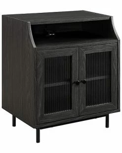 Hewson Fluted Glass 2 Door End Table With Usb Home 7 Hewson Fluted Glass 2 Door End Table With Usb Home -Shop Style Sales 3050957620 RLLD 2