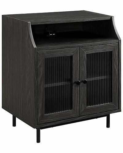 Hewson Fluted Glass 2 Door End Table With Usb Home 4 Hewson Fluted Glass 2 Door End Table With Usb Home - Image 2